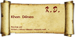 Khon Dénes névjegykártya